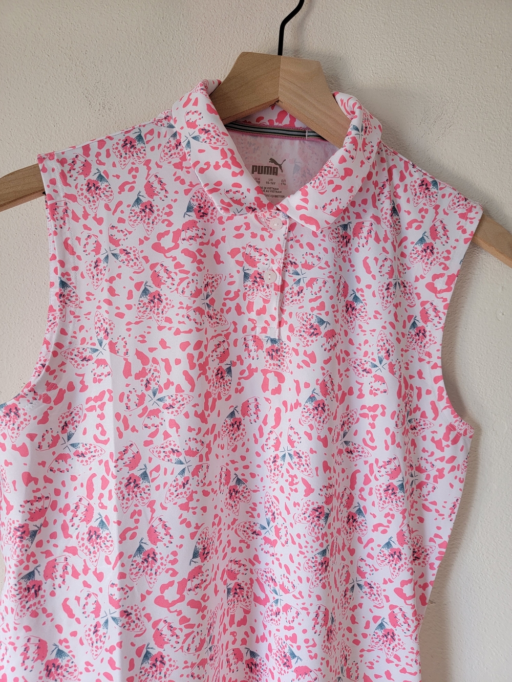 Puma Girls Pink Floral Sleeveless Polo Tank Size XL NWT - Picture 4 of 6